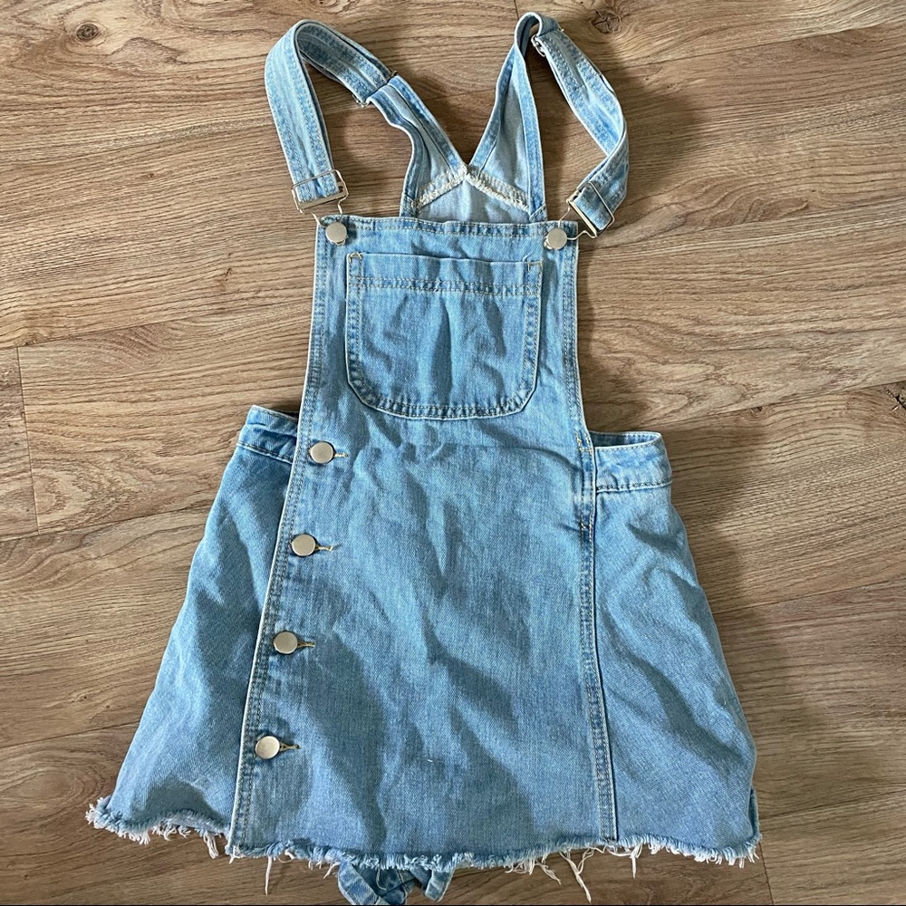 White wash Denim overall dress